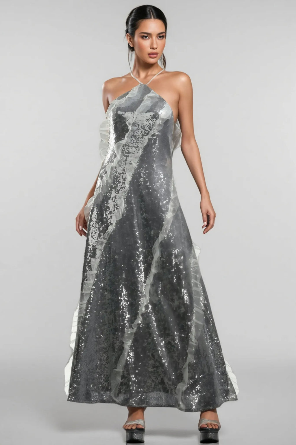 Luna Shimmer Halter Gown