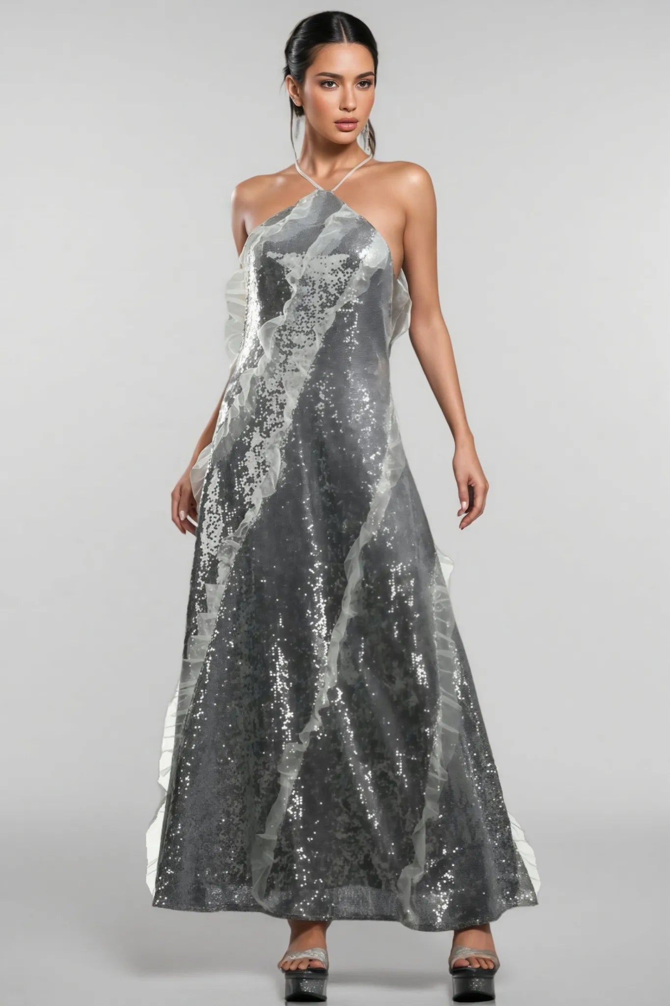 Luna Shimmer Halter Gown