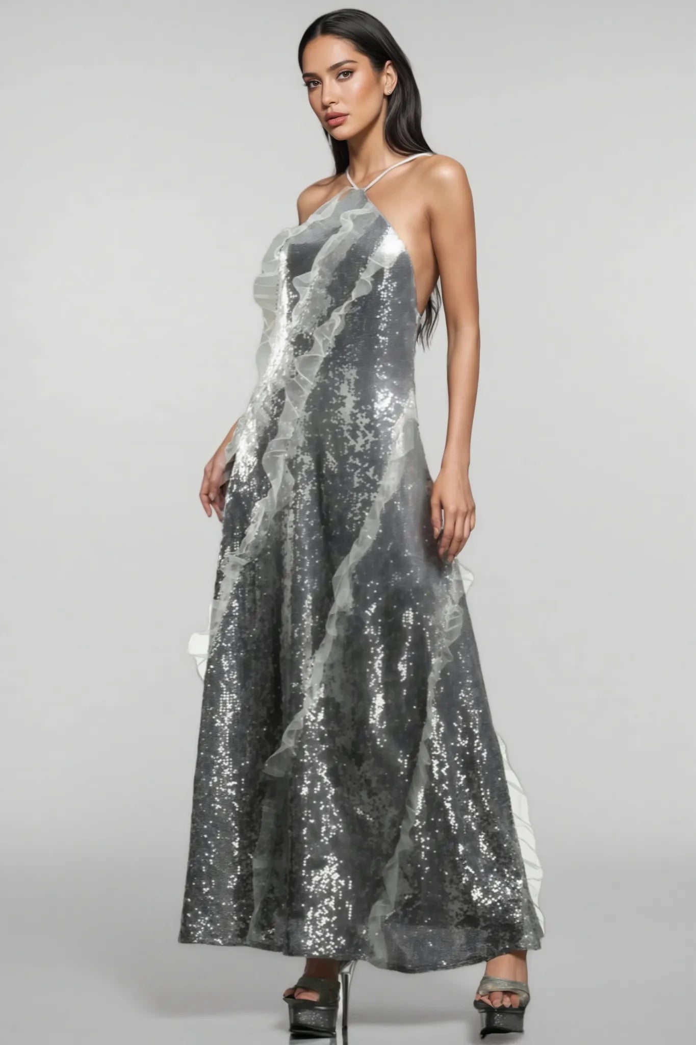 Luna Shimmer Halter Gown