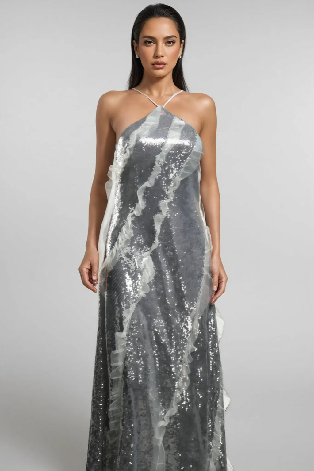 Luna Shimmer Halter Gown
