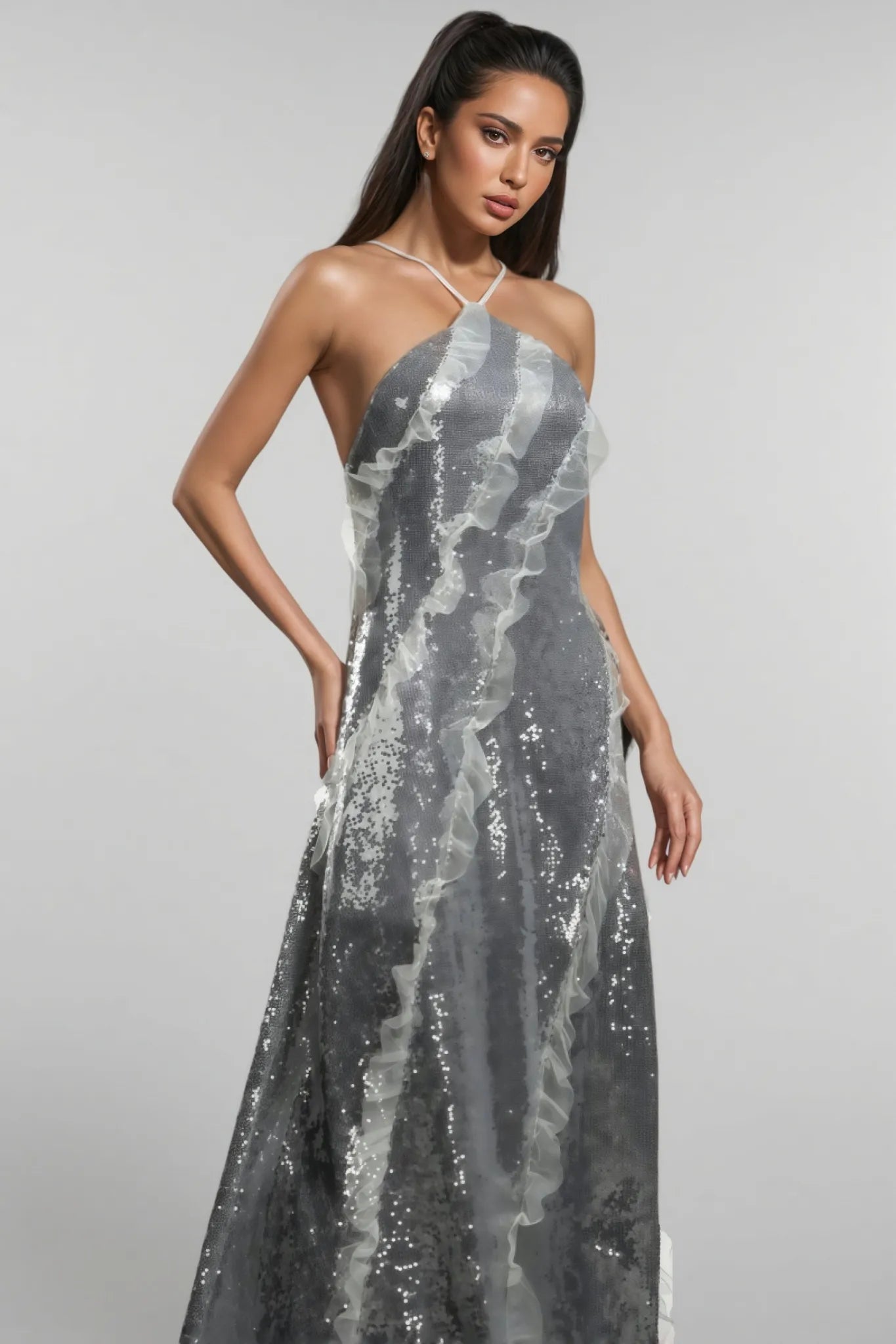 Luna Shimmer Halter Gown