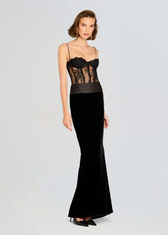 Noir Reverie Velvet Lace Gown