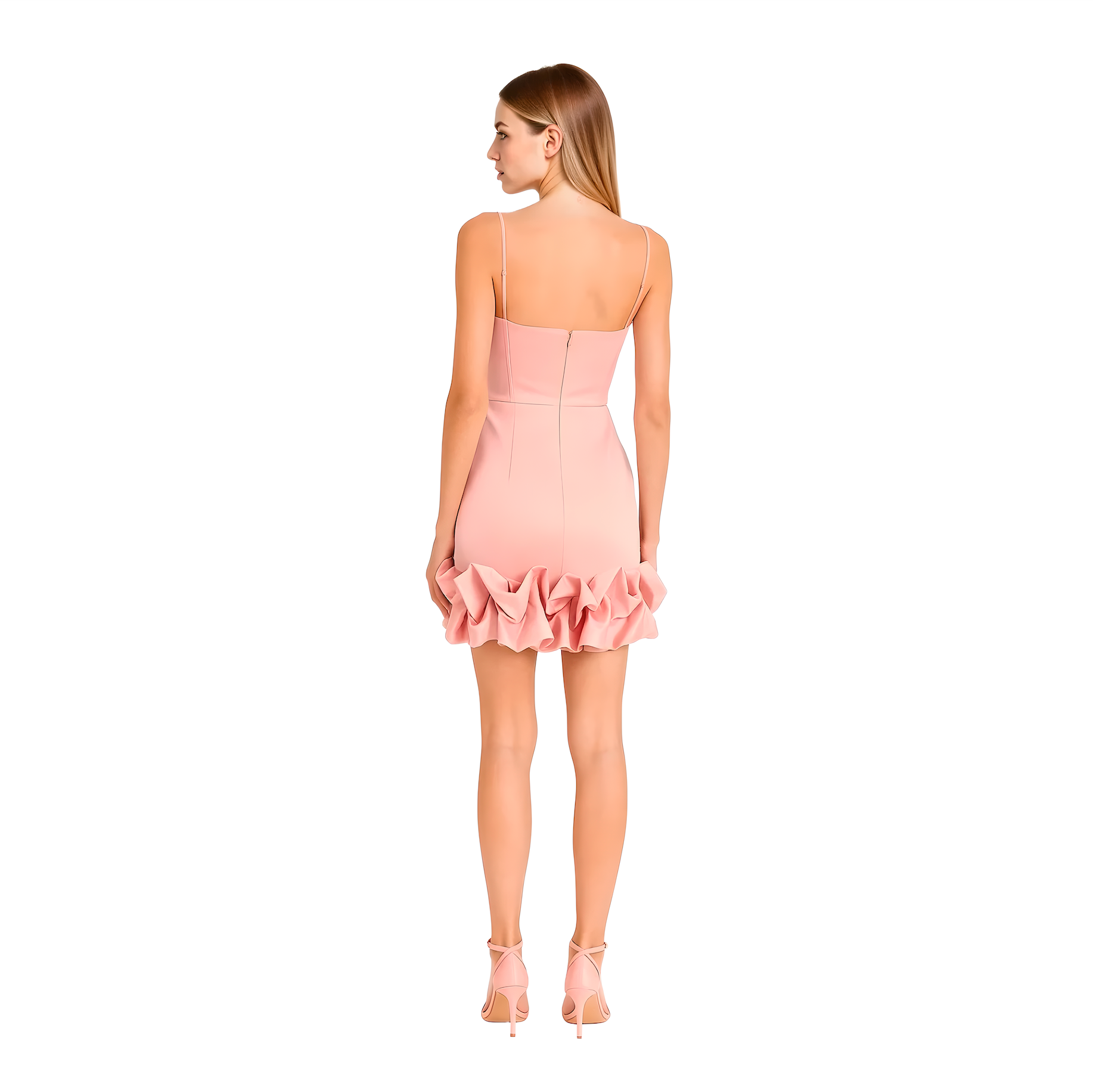 Karolina Coral Ruffle Corset Dress