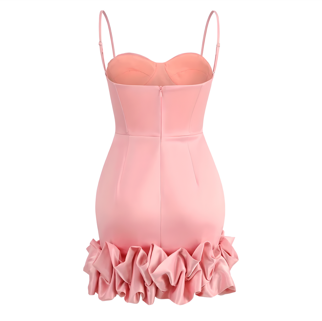 Karolina Coral Ruffle Corset Dress