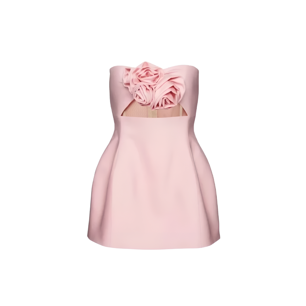 TWIN ARCHIVE. FLORAL-APPLIQUÉ MINIDRESS PINK